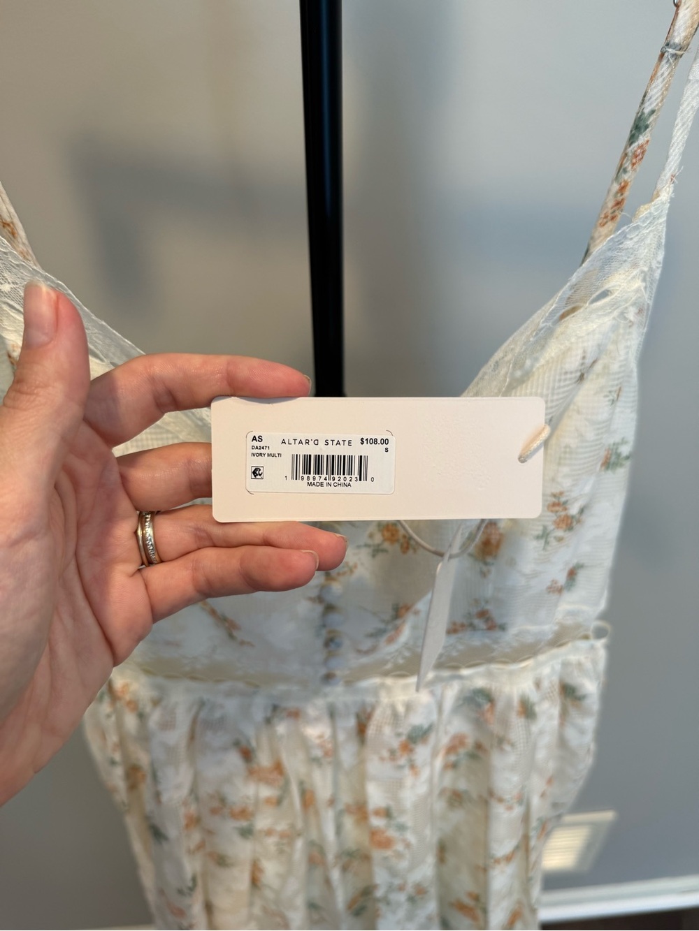 Altar'd State Cream Floral Lace-Trim Maxi Dress - Picture 6 of 7